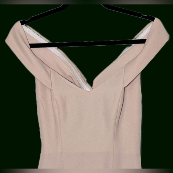 NWT Dessy Collection Off-the-Shoulder Criss Cross Back Trumpet in Cameo, Size 2R - Picture 8 of 16